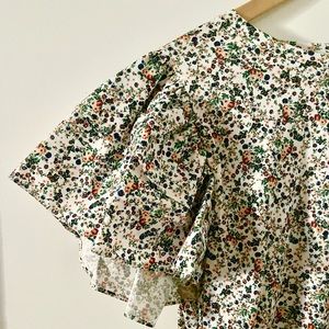 ZARA (NEW w/tag) floral cropped t-shirt with layered sleeves